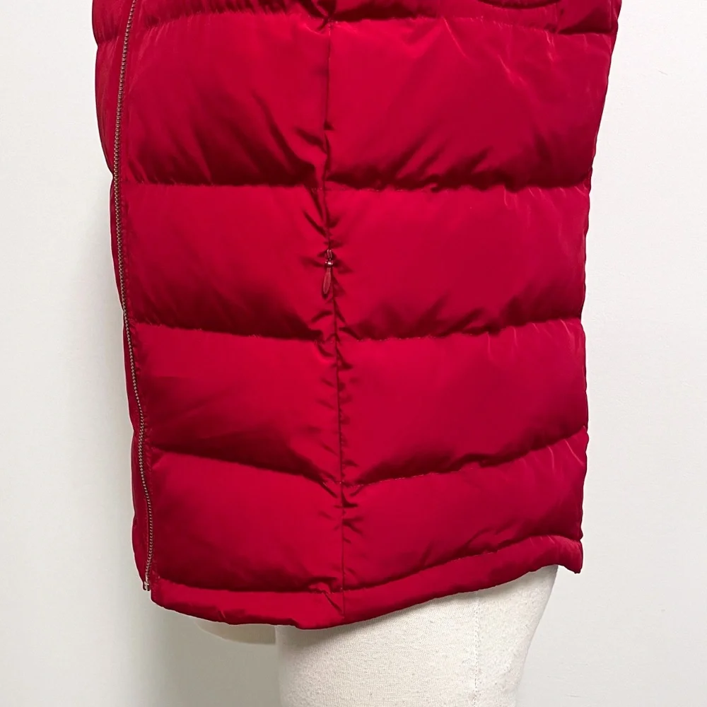 Talbots Red Puffer Sleeveless Zip Up Vest Small Duck Down Feathers Pockets